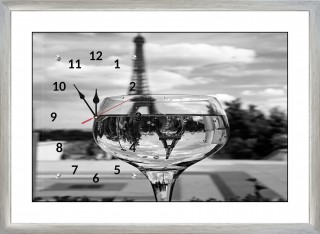 Часы-картина с паспарту в серебрянном багете 50х70 CAS(215)